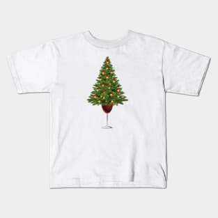 Wine Lovers Christmas Tree Kids T-Shirt